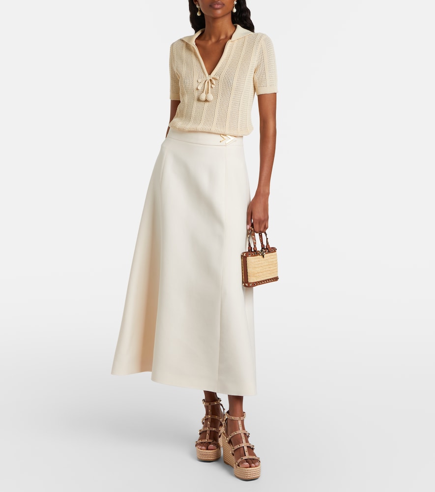 Valentino Garavani Rockstud leather wedge sandals in Beige - High Espadrilles
