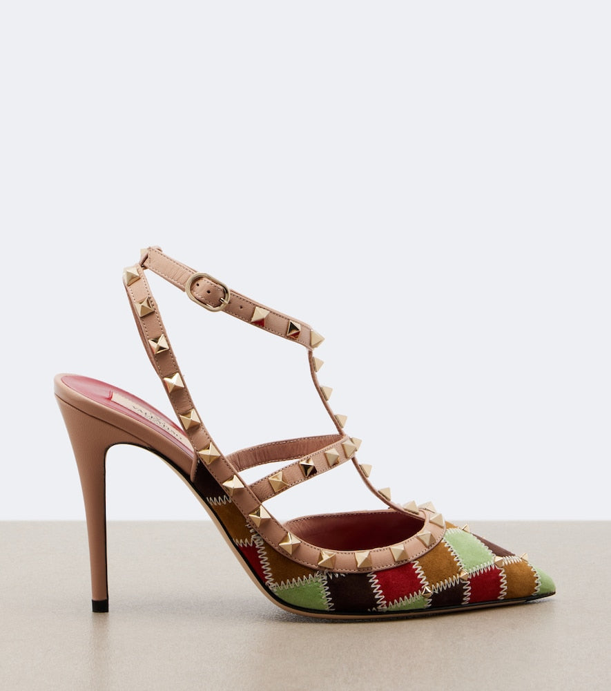 Valentino Garavani Rockstud patchwork suede and leather pumps - Multicoloured High Heels
