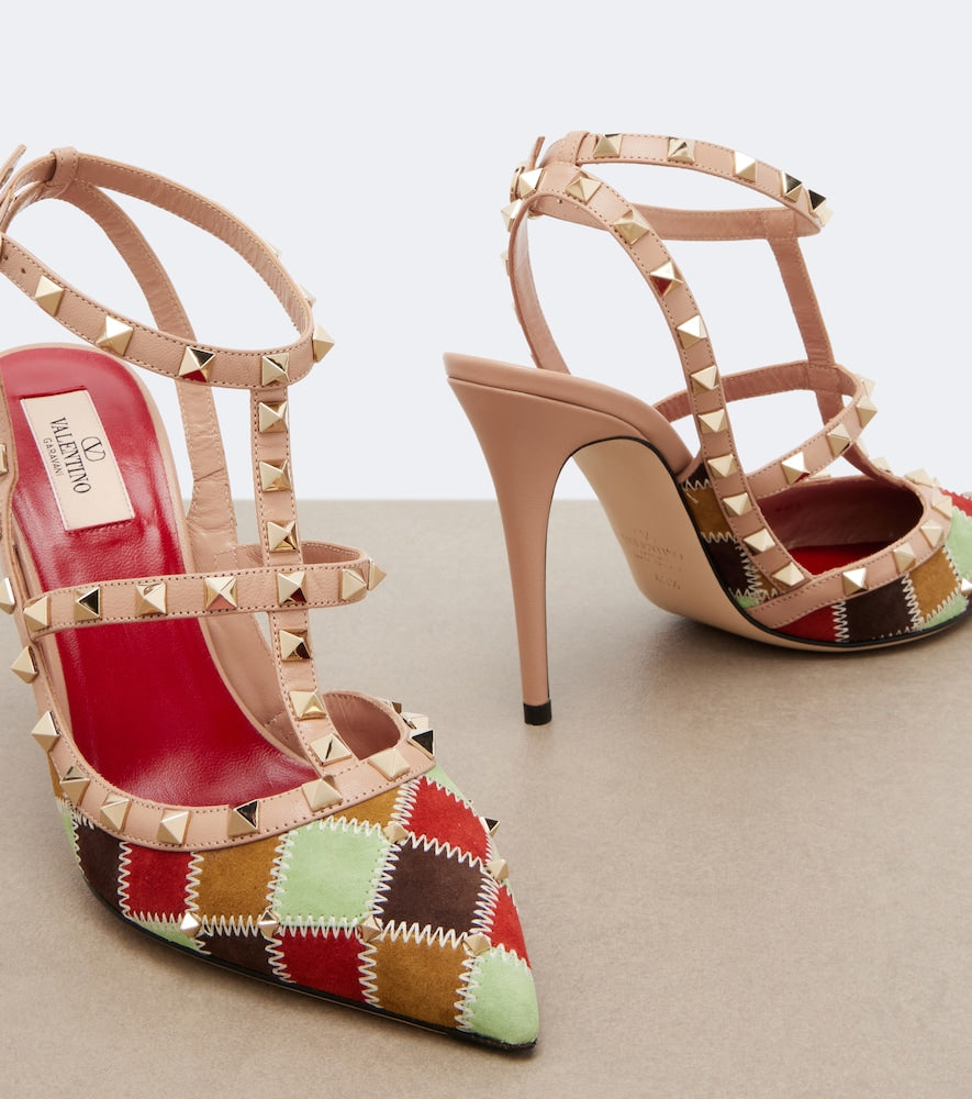Valentino Garavani Rockstud patchwork suede and leather pumps - Multicoloured High Heels