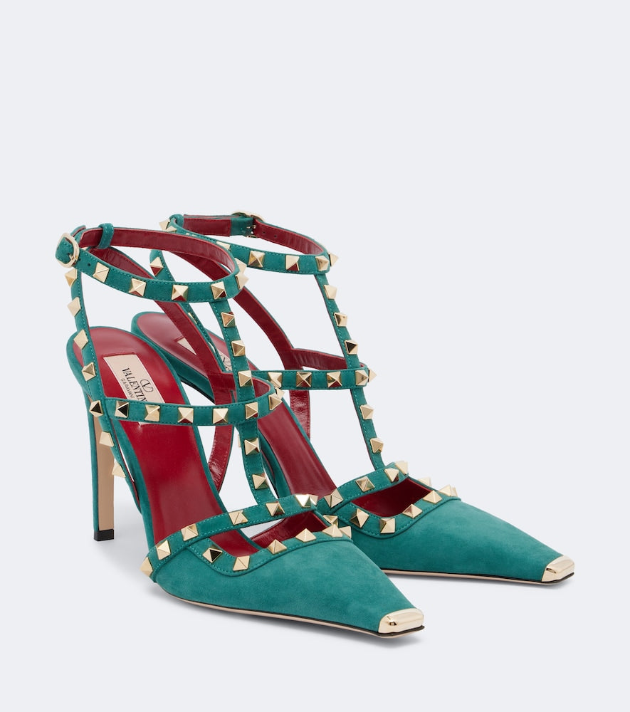 Valentino Garavani Rockstud suede slingback pumps - Green High-Heel Pumps