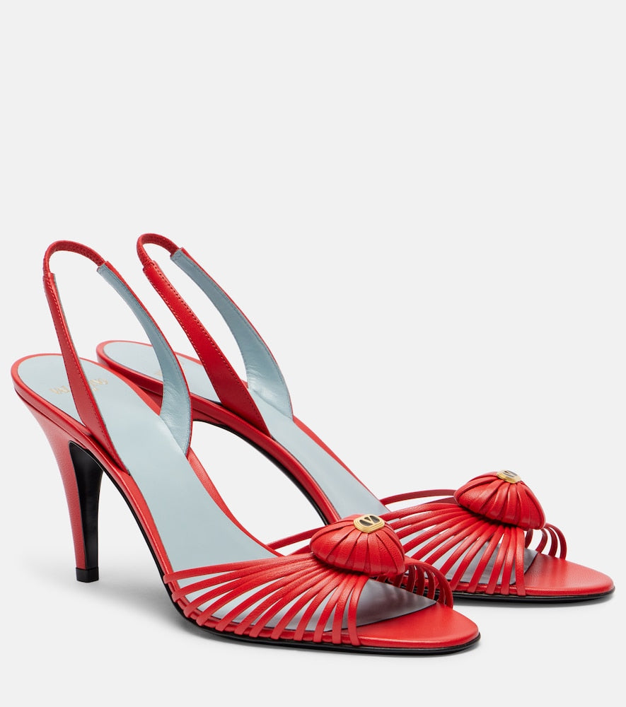 Valentino Garavani Royal 90 leather slingback sandals - Red Heeled Sandals