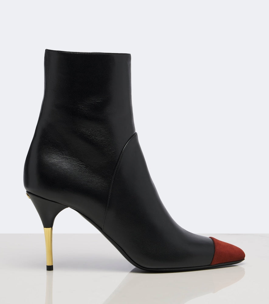Valentino Garavani Sinead suede-trimmed leather ankle boots (Black) - Mid Heels