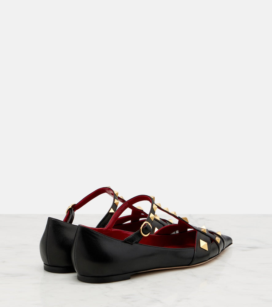 Valentino Garavani Studdy leather Mary Jane flats (Black) - Ballerina Flats