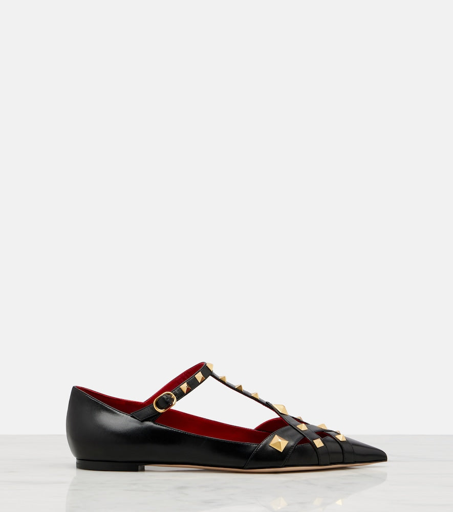 Valentino Garavani Studdy leather Mary Jane flats (Black) - Ballerina Flats