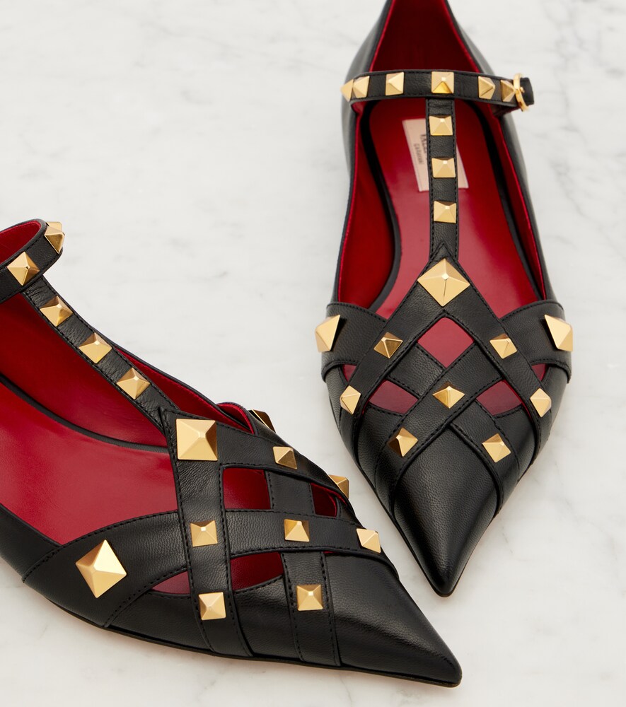 Valentino Garavani Studdy leather Mary Jane flats (Black) - Ballerina Flats