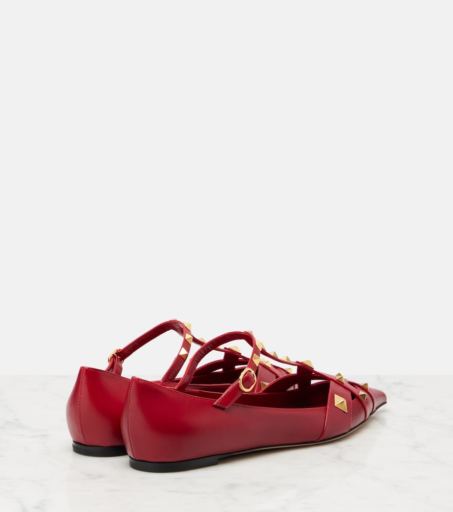 Valentino Garavani Studdy leather ballet flats (Red) - Ballerina Flats