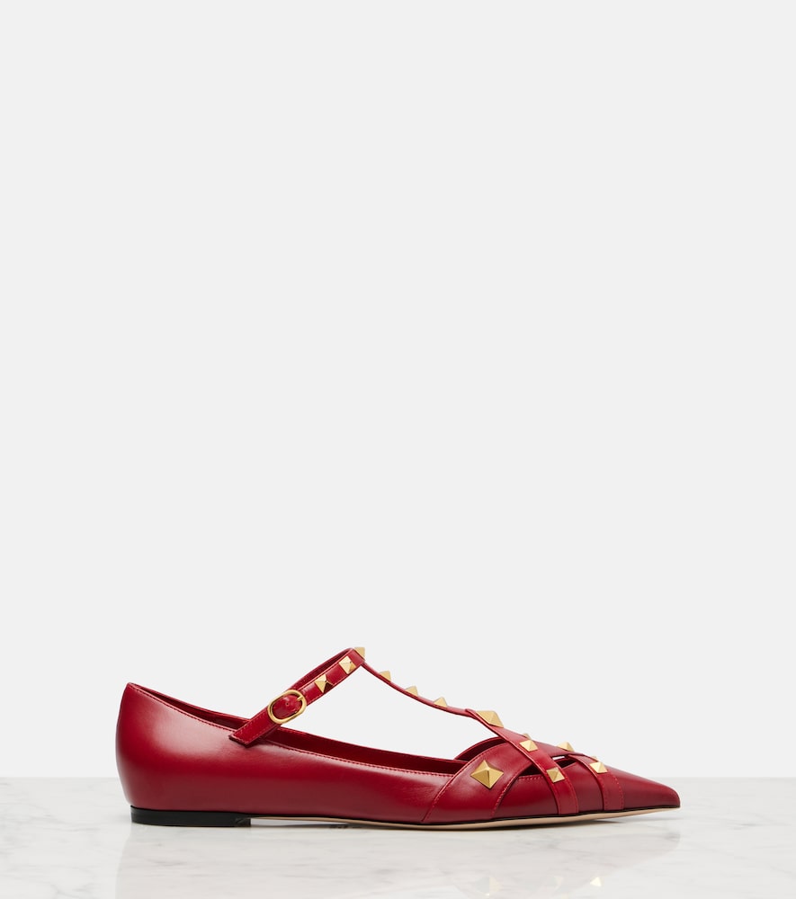 Valentino Garavani Studdy leather ballet flats (Red) - Ballerina Flats