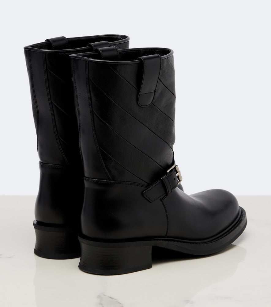 Valentino Garavani VLogo leather biker boots - Black Mid Heels