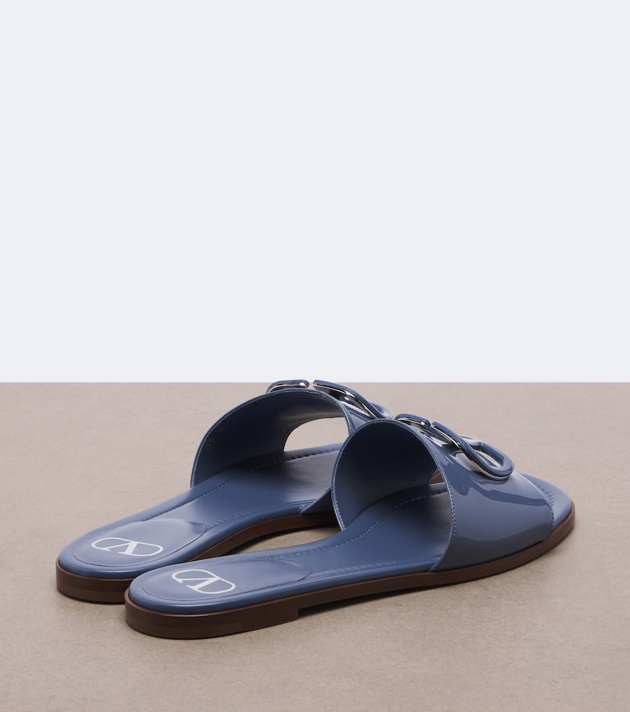Valentino Garavani VLogo patent leather slides (Blue) - Slides