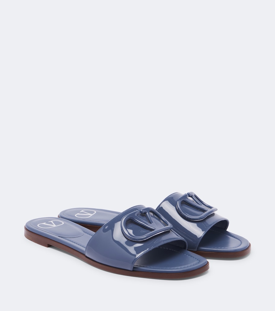 Valentino Garavani VLogo patent leather slides (Blue) - Slides