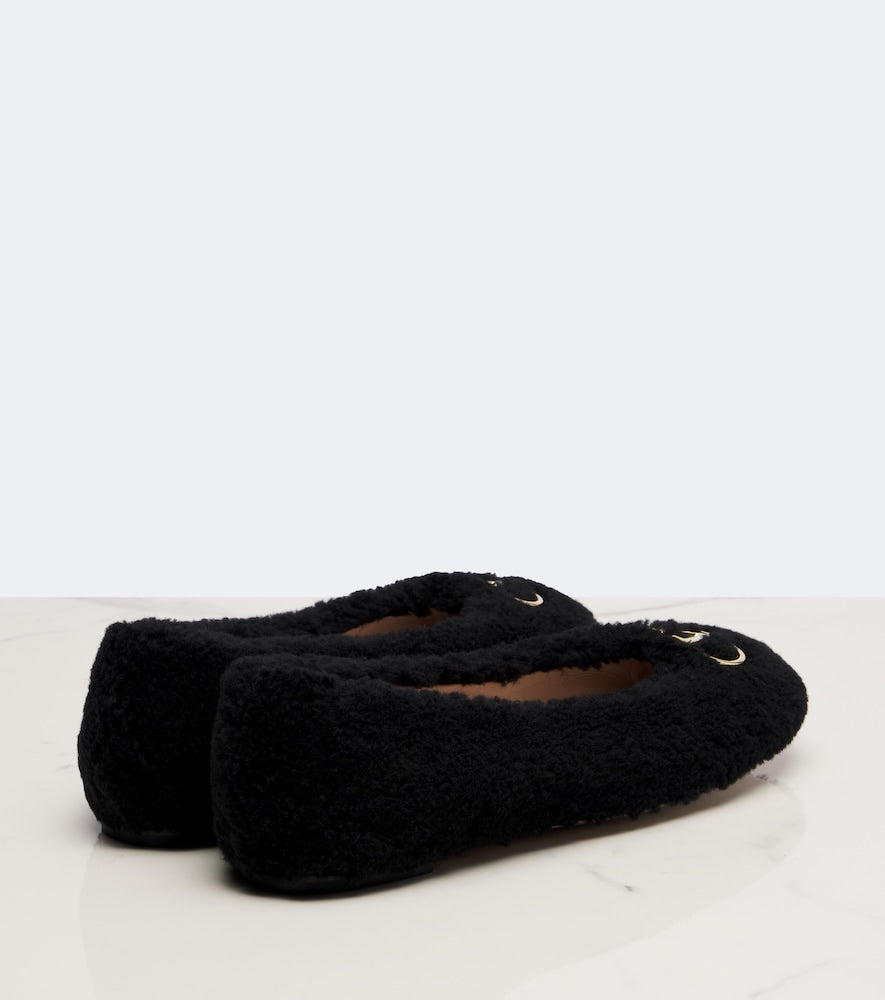 Valentino Garavani VLogo teddy ballet flats (Black) - Ballerina Flats