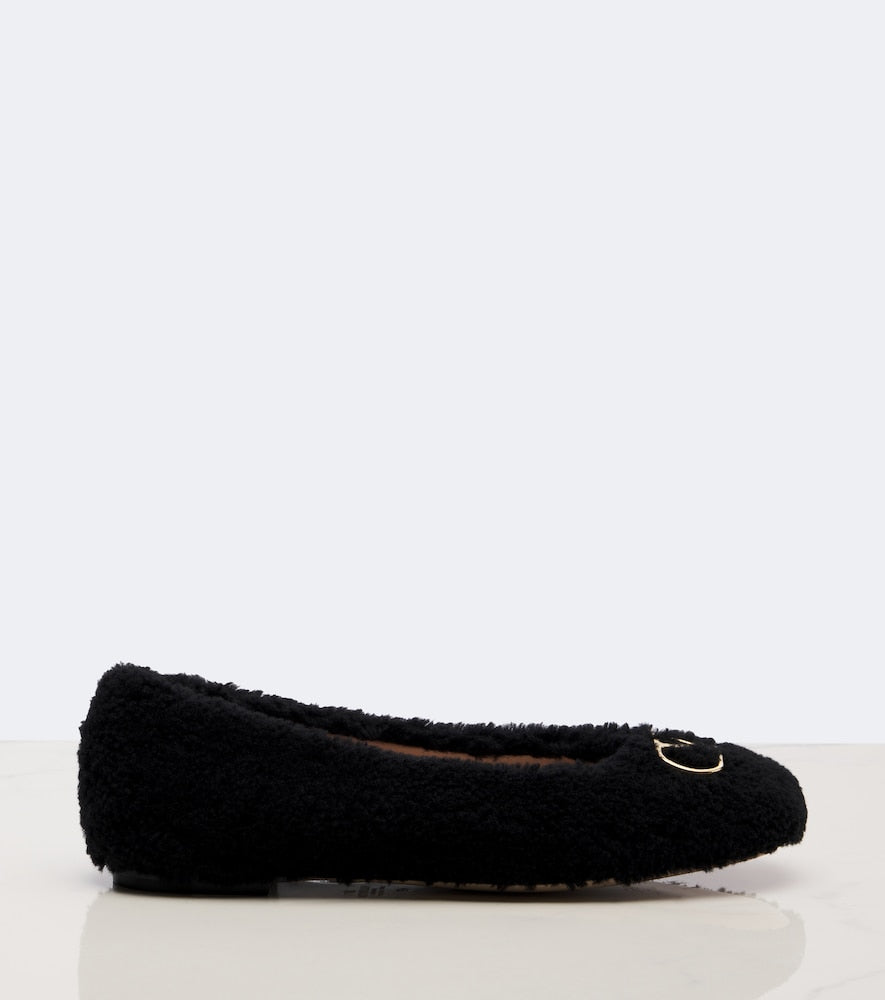 Valentino Garavani VLogo teddy ballet flats (Black) - Ballerina Flats