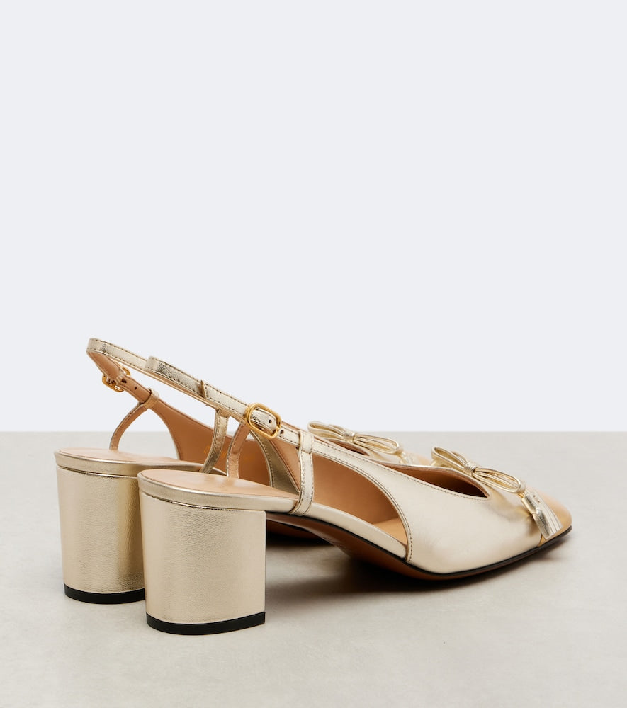 Valentino Garavani Valet Du Roi 60 leather slingback pumps (Gold) - Mid Heel Pumps