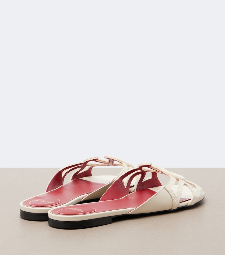 Valentino Garavani Wonderweb VLogo leather slides - White Slides