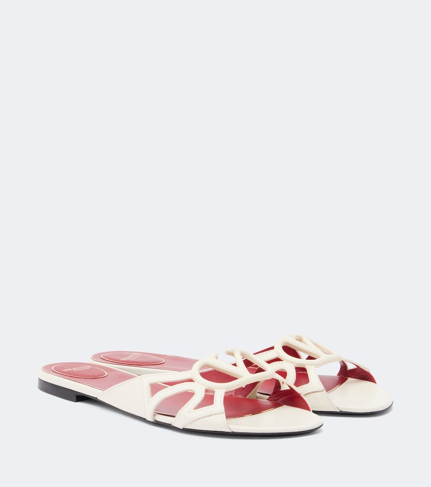 Valentino Garavani Wonderweb VLogo leather slides - White Slides