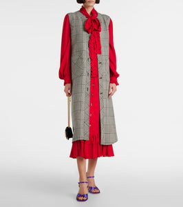 Valentino Houndstooth virgin wool midi dress