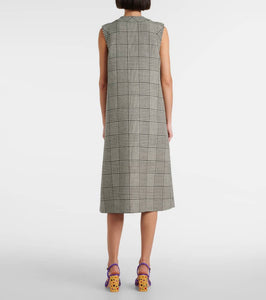 Valentino Houndstooth virgin wool midi dress