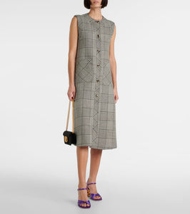 Valentino Houndstooth virgin wool midi dress