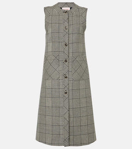 Valentino Houndstooth virgin wool midi dress