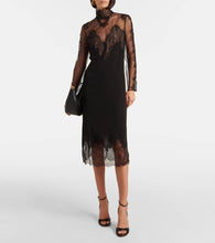 Valentino Lace-trimmed georgette midi dress