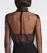 Valentino Lace-trimmed georgette midi dress