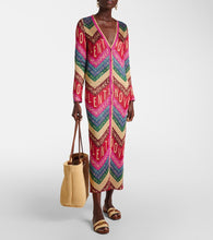 Valentino Logo knitted jacquard midi dress