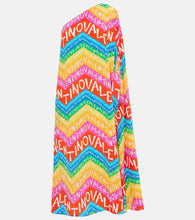 Valentino Logo one-shoulder silk midi dress. Valentino Logo 单肩真丝中长连衣裙