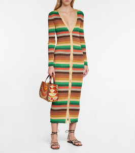 Valentino Lurex√Ç¬Æ striped V-neck midi dress