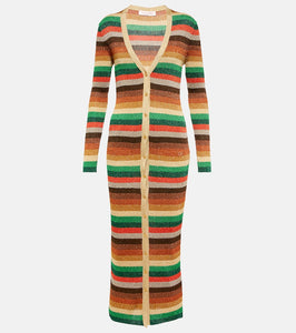 Valentino Lurex√Ç¬Æ striped V-neck midi dress