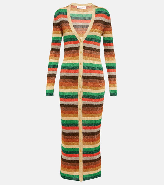 Valentino Lurex√Ç¬Æ striped V-neck midi dress
