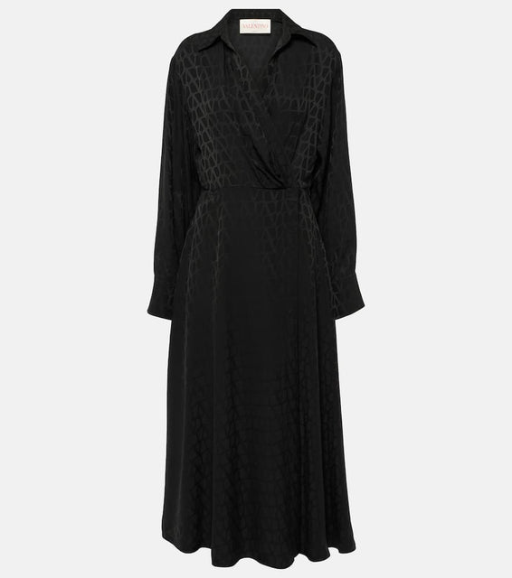 Valentino Monogram silk midi dress