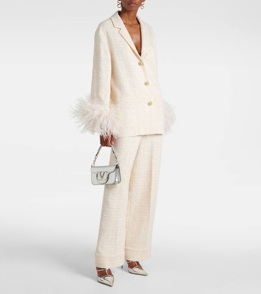 Valentino Mossi feather-trimmed tweed jacket