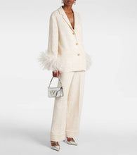 Valentino Mossi feather-trimmed tweed jacket