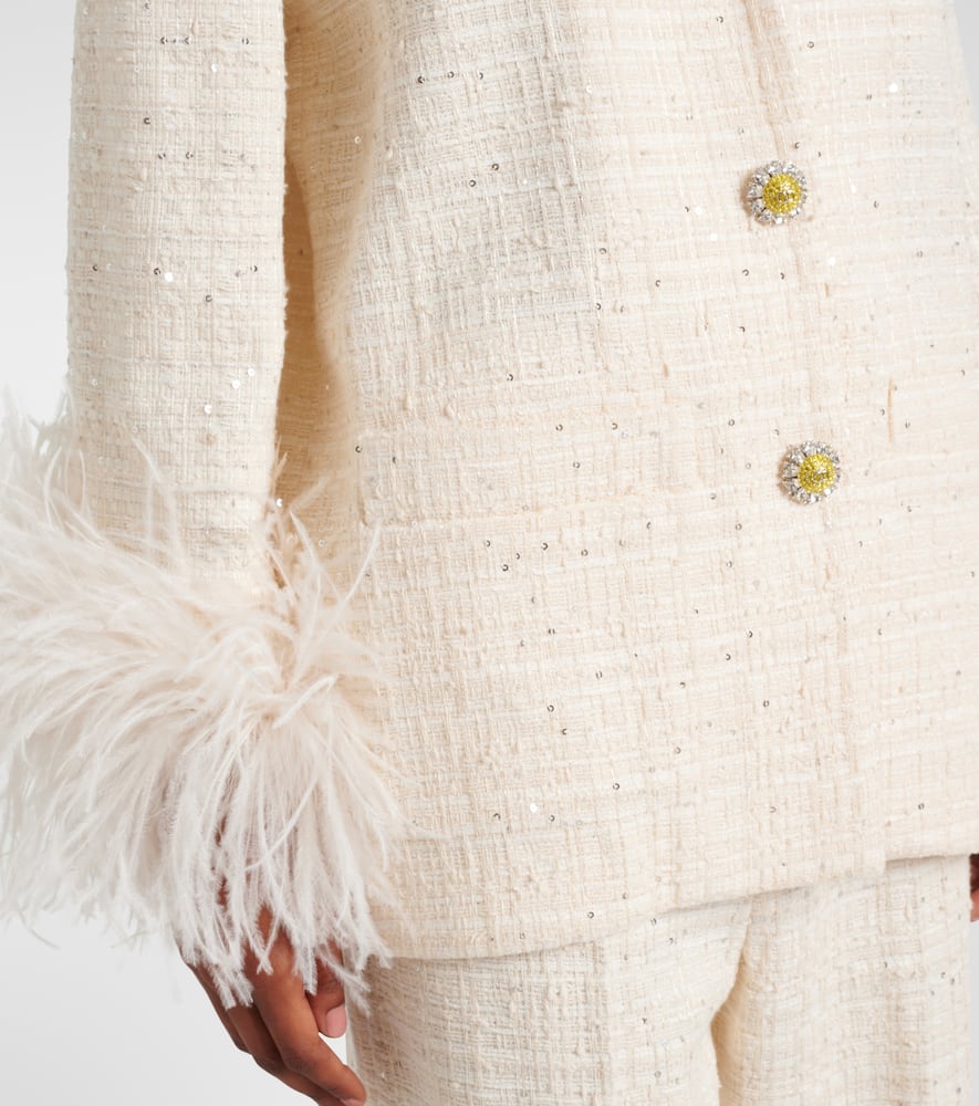 Valentino Mossi feather-trimmed tweed jacket