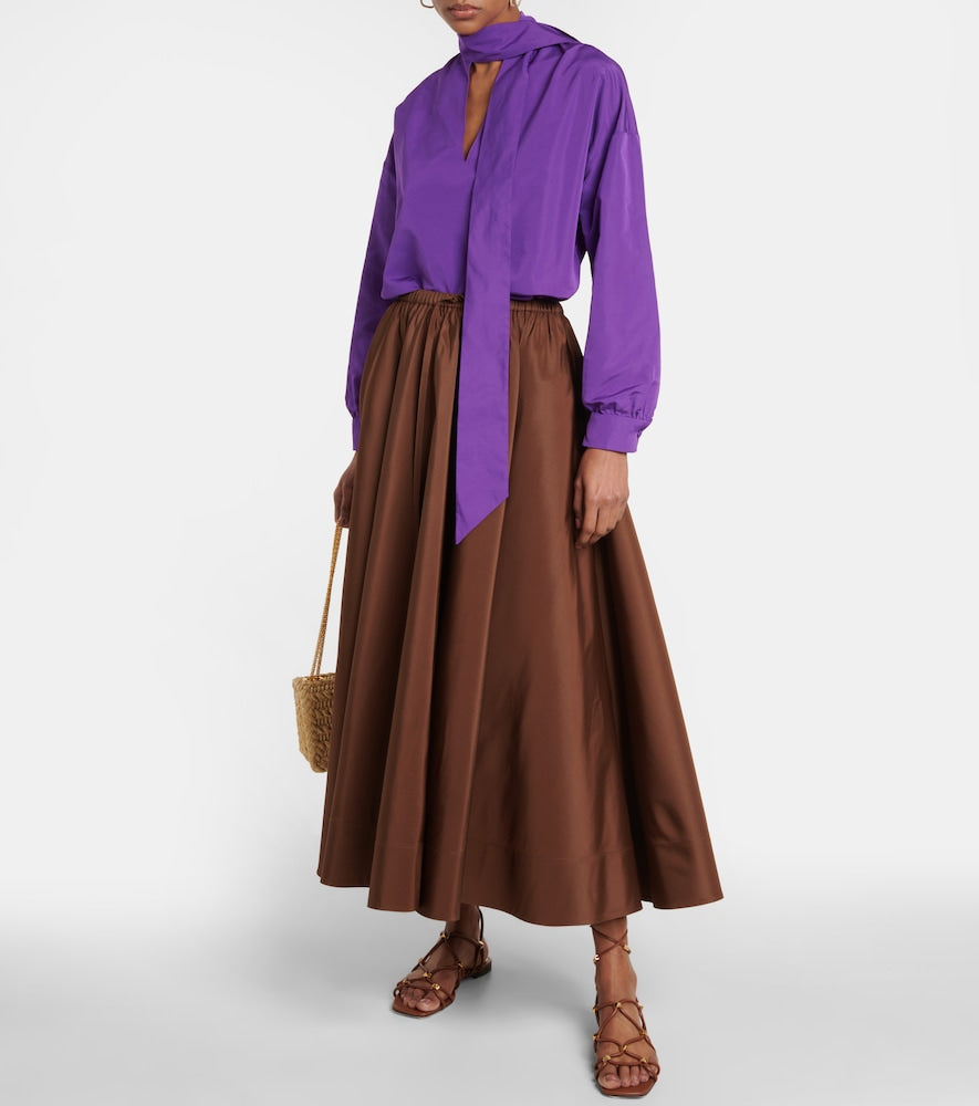 Valentino Pleated silk midi skirt