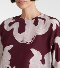 Valentino Printed feather-trimmed silk minidress