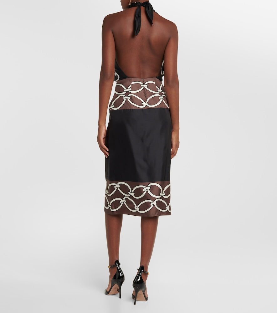Valentino Printed silk midi dress