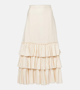 Valentino Ruffled silk maxi skirt