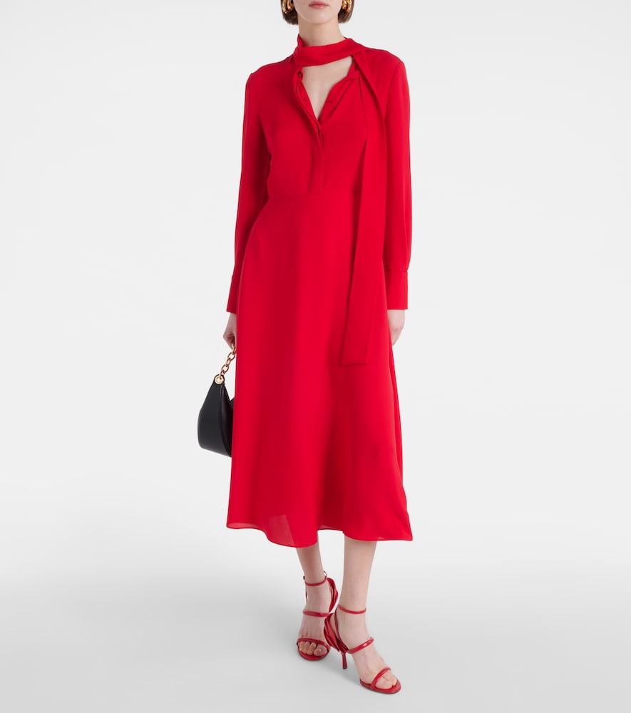 Valentino Tie-neck silk midi dress