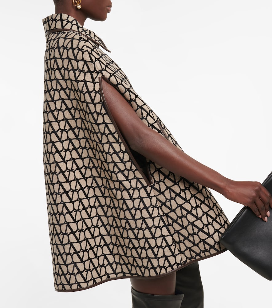 Valentino Toile Iconographe leather-trimmed cape