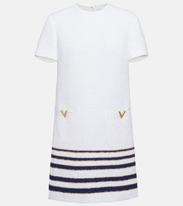 Valentino VGOLD striped boucl√É¬© minidress