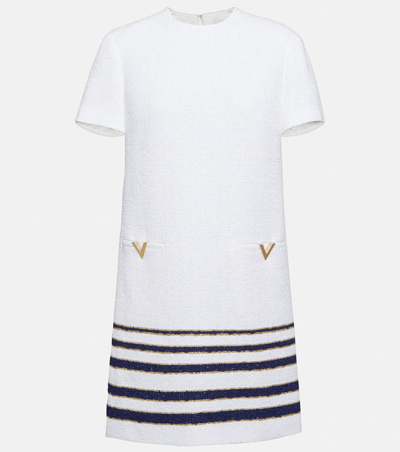 Valentino VGOLD striped boucl√É¬© minidress