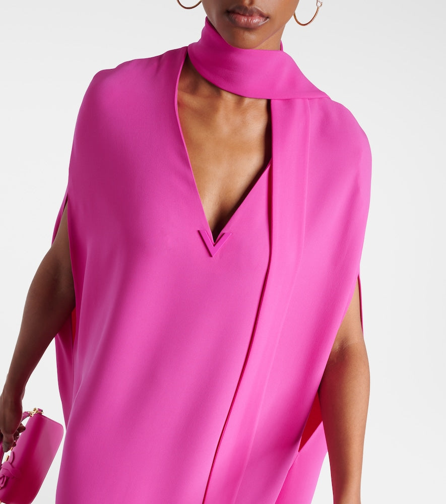 Valentino VGold caped silk maxi dress