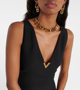 Valentino VGold crêpe Couture midi dress