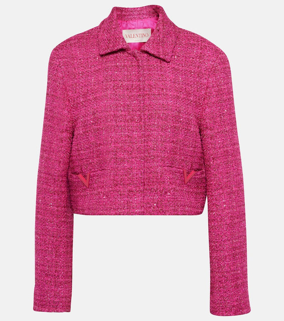 Valentino VGold cropped lam√É¬© tweed jacket