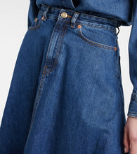 Valentino VGold distressed denim midi skirt
