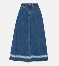 Valentino VGold distressed denim midi skirt - Valentino VGold 做旧牛仔中长裙