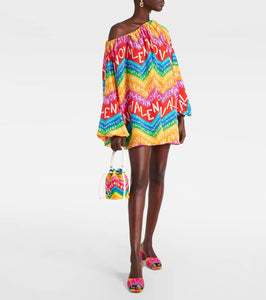 Valentino Valentino Chevron 24 silk minidress
