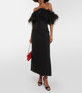 Valentino crêpe Couture feather-trimmed gown
