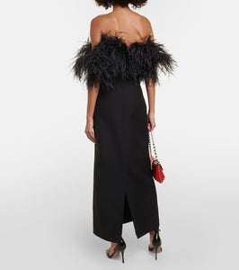 Valentino crêpe Couture feather-trimmed gown